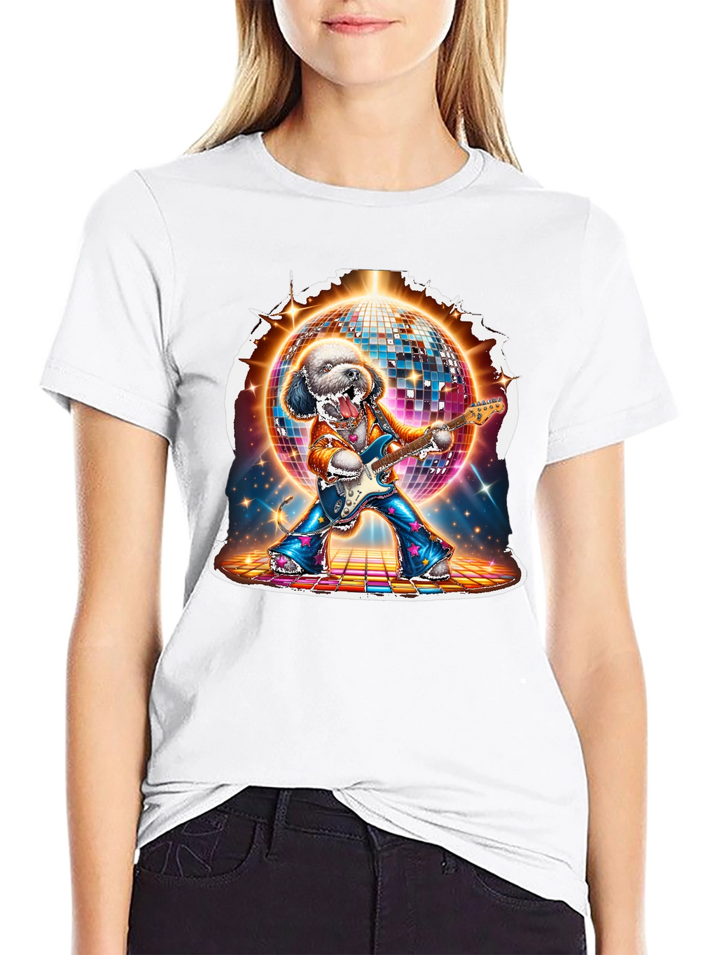 Dog Disco Guitarist Graphic T-Shirt