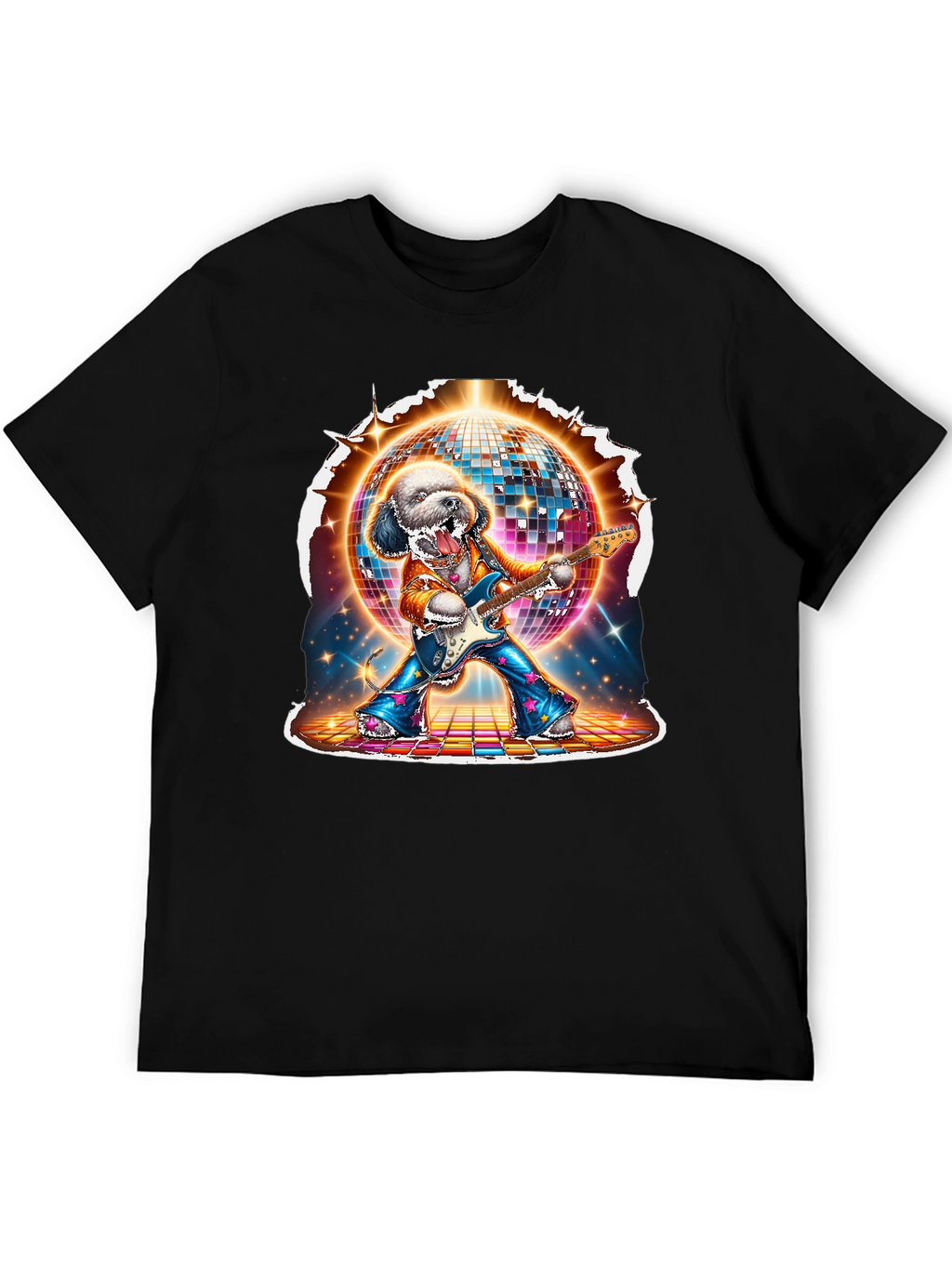 Dog Disco Guitarist Graphic T-Shirt