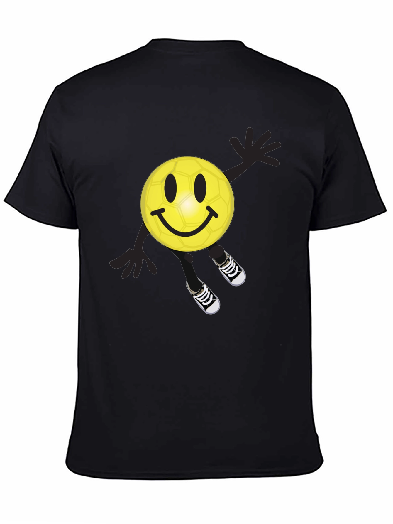Smiley Soccer Ball Graphic Tee - Black