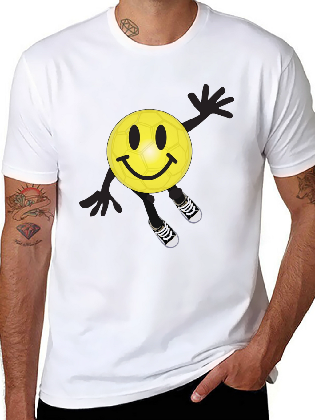 Smiley Soccer Ball Graphic Tee - Black