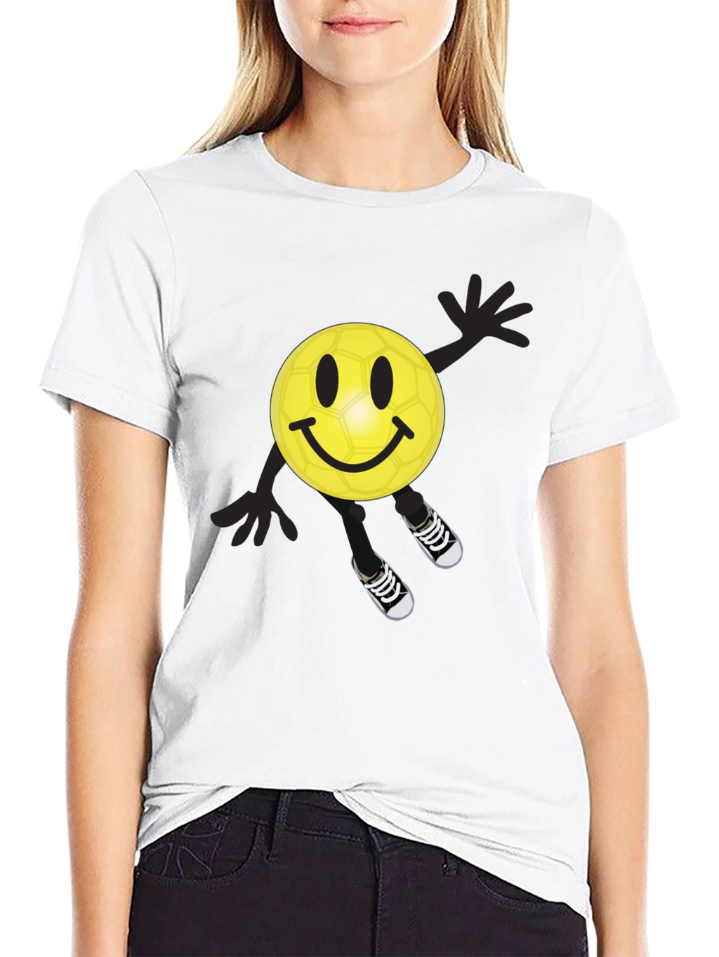 Smiley Soccer Ball Graphic Tee - Black