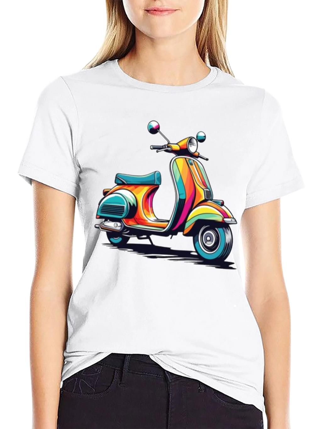 Retro Scooter Graphic Tee - Black