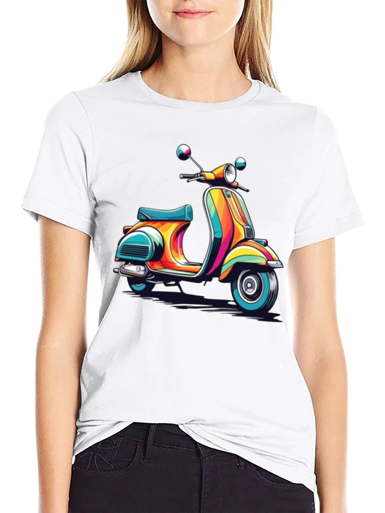 Retro Scooter Graphic Tee - Black