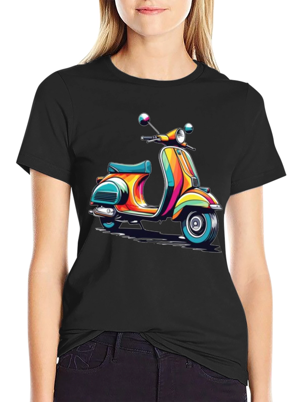 Retro Scooter Graphic Tee - Black