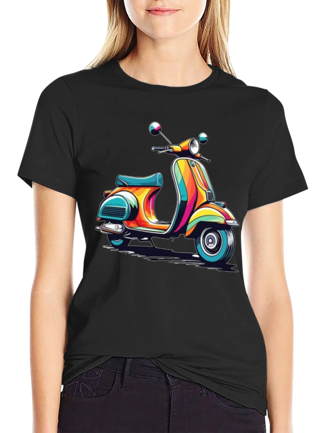Retro Scooter Graphic Tee - Black