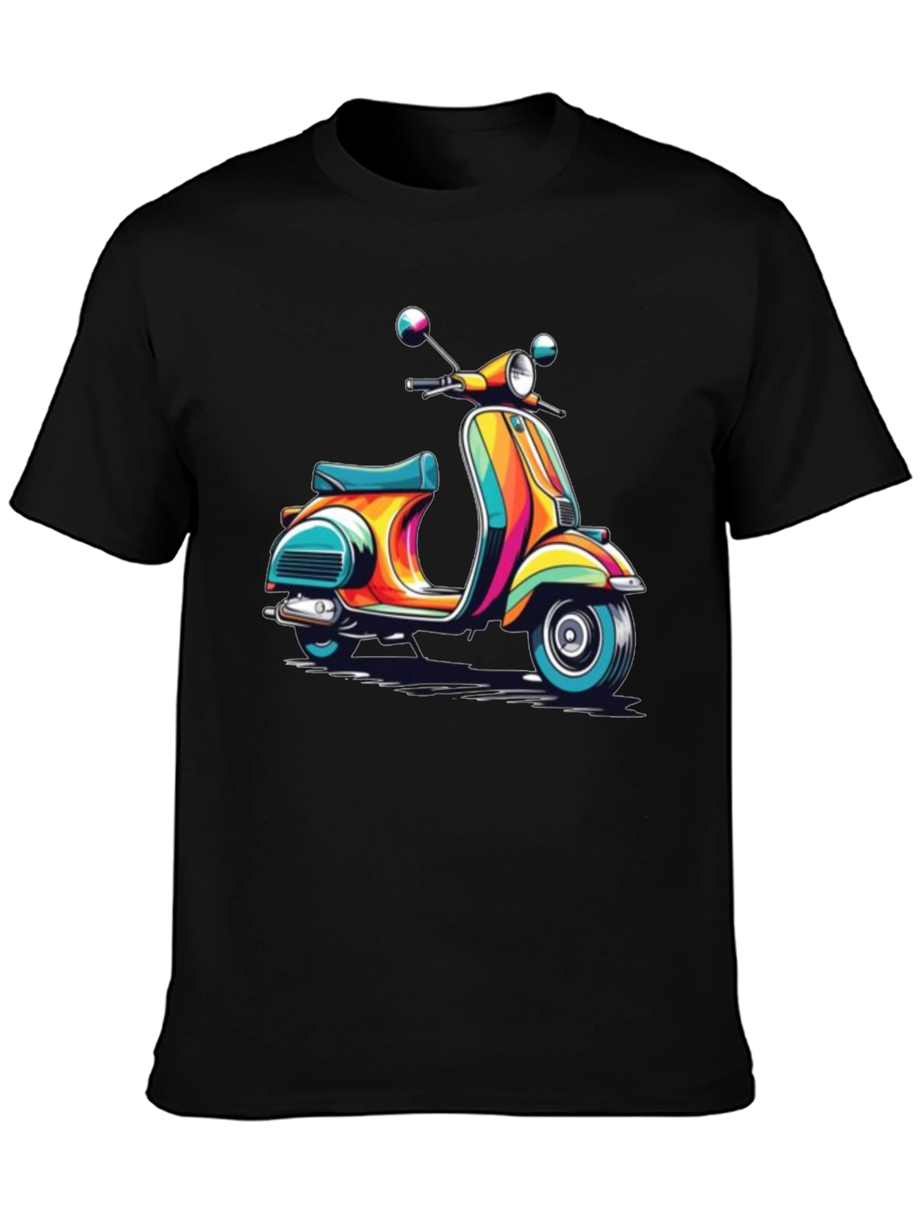 Retro Scooter Graphic Tee - Black