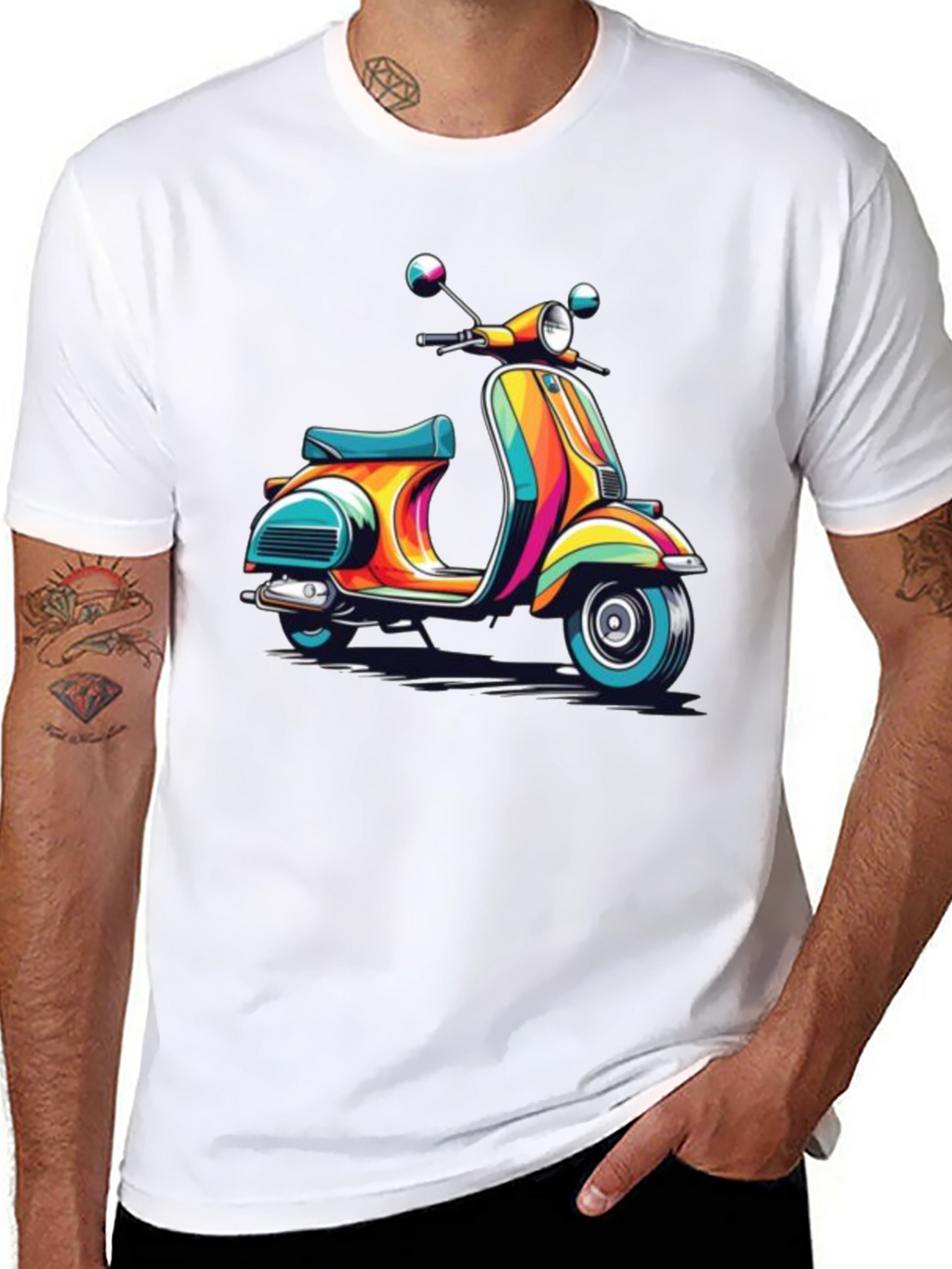 Retro Scooter Graphic Tee - Black