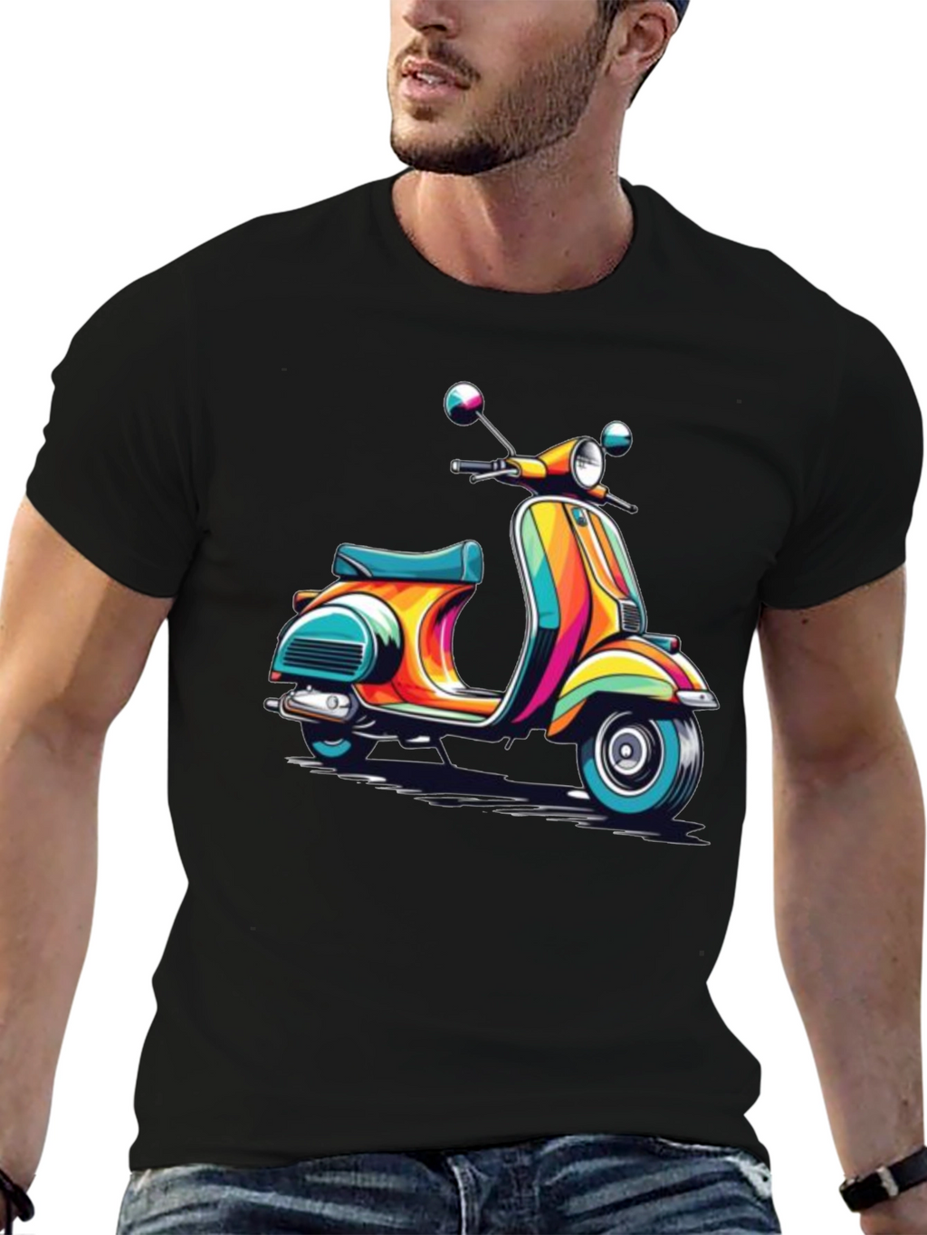 Retro Scooter Graphic Tee - Black