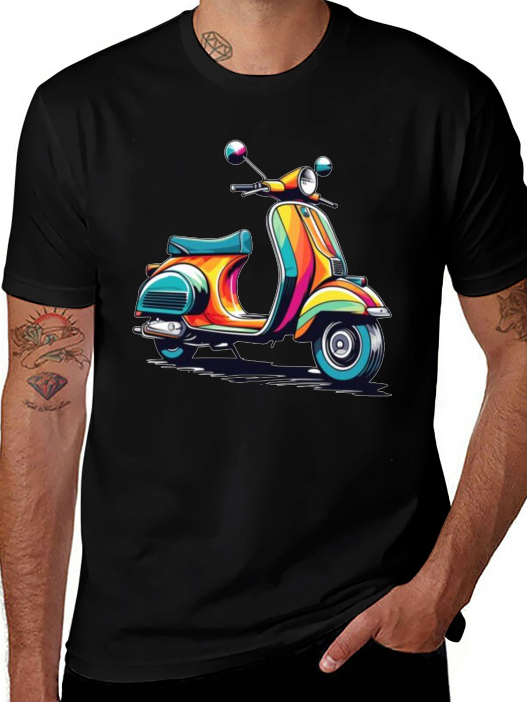 Retro Scooter Graphic Tee - Black
