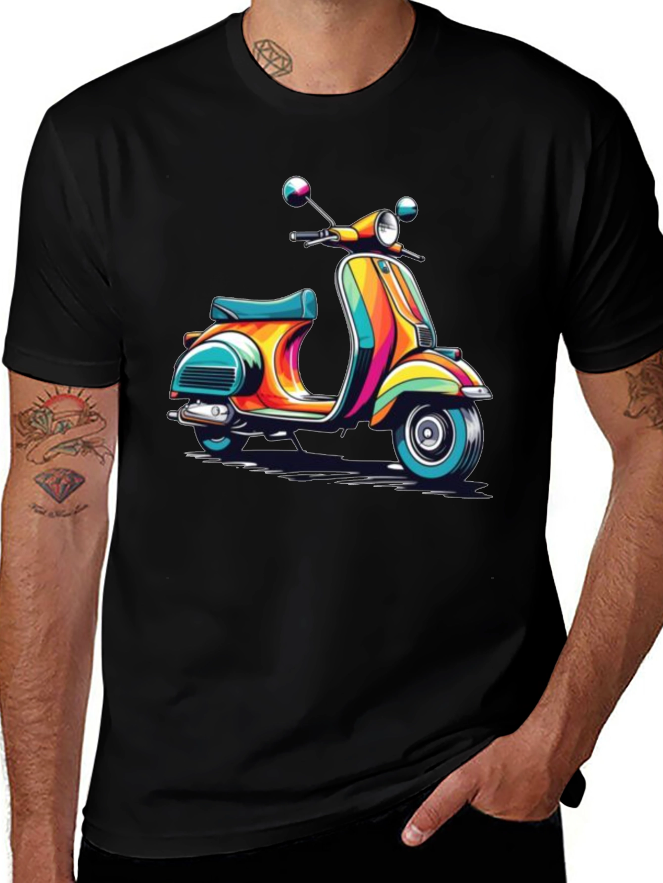 Retro Scooter Graphic Tee - Black