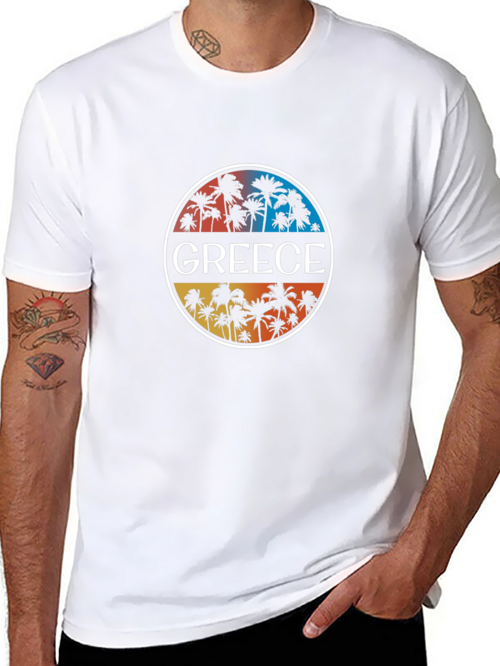 Greece Palm Tree Graphic T-Shirt