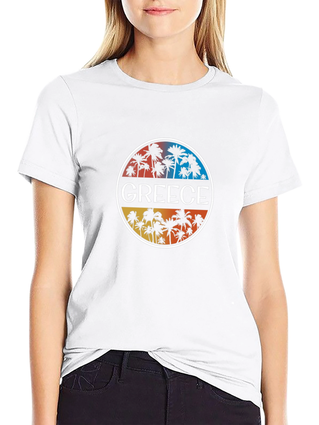 Greece Palm Tree Graphic T-Shirt