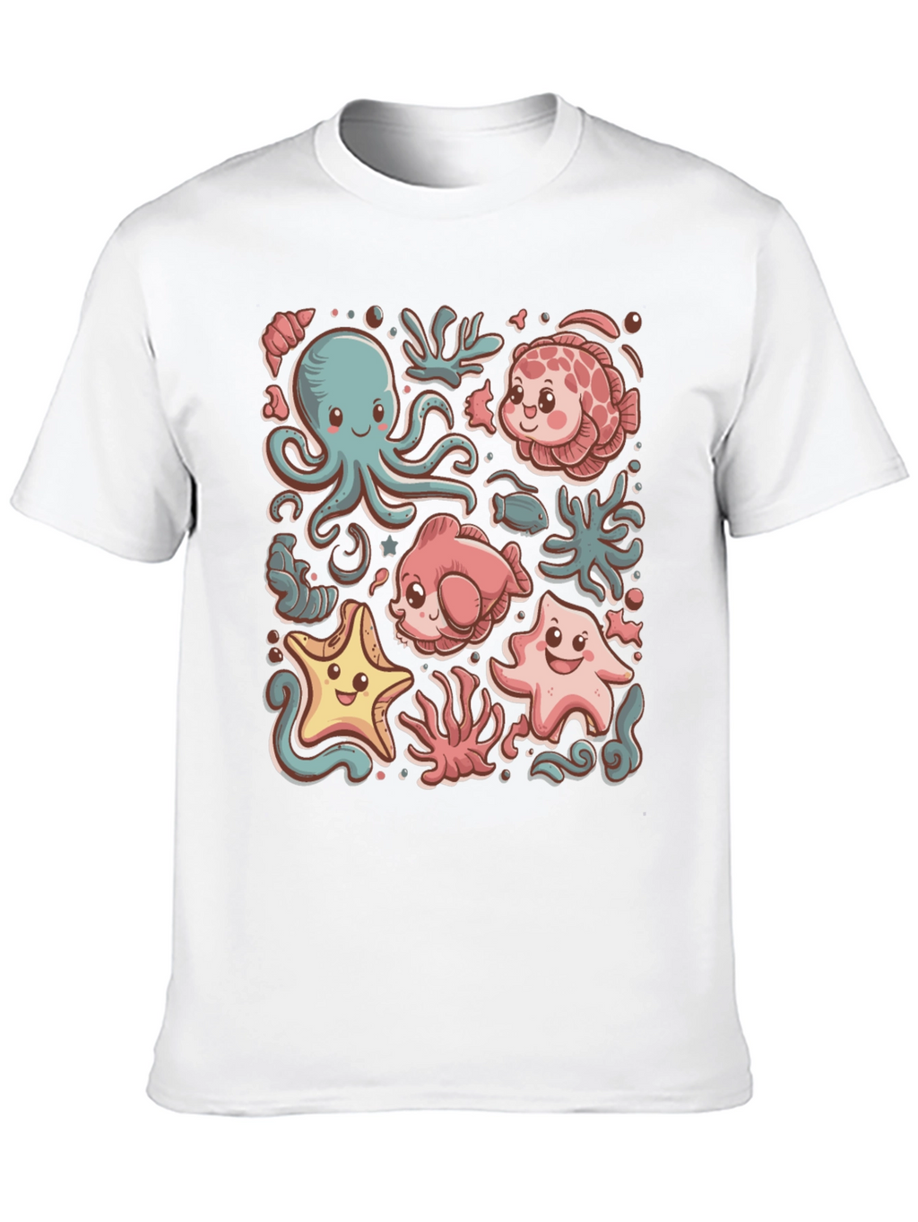 Cute Undersea Cartoon Graphic T-Shirt