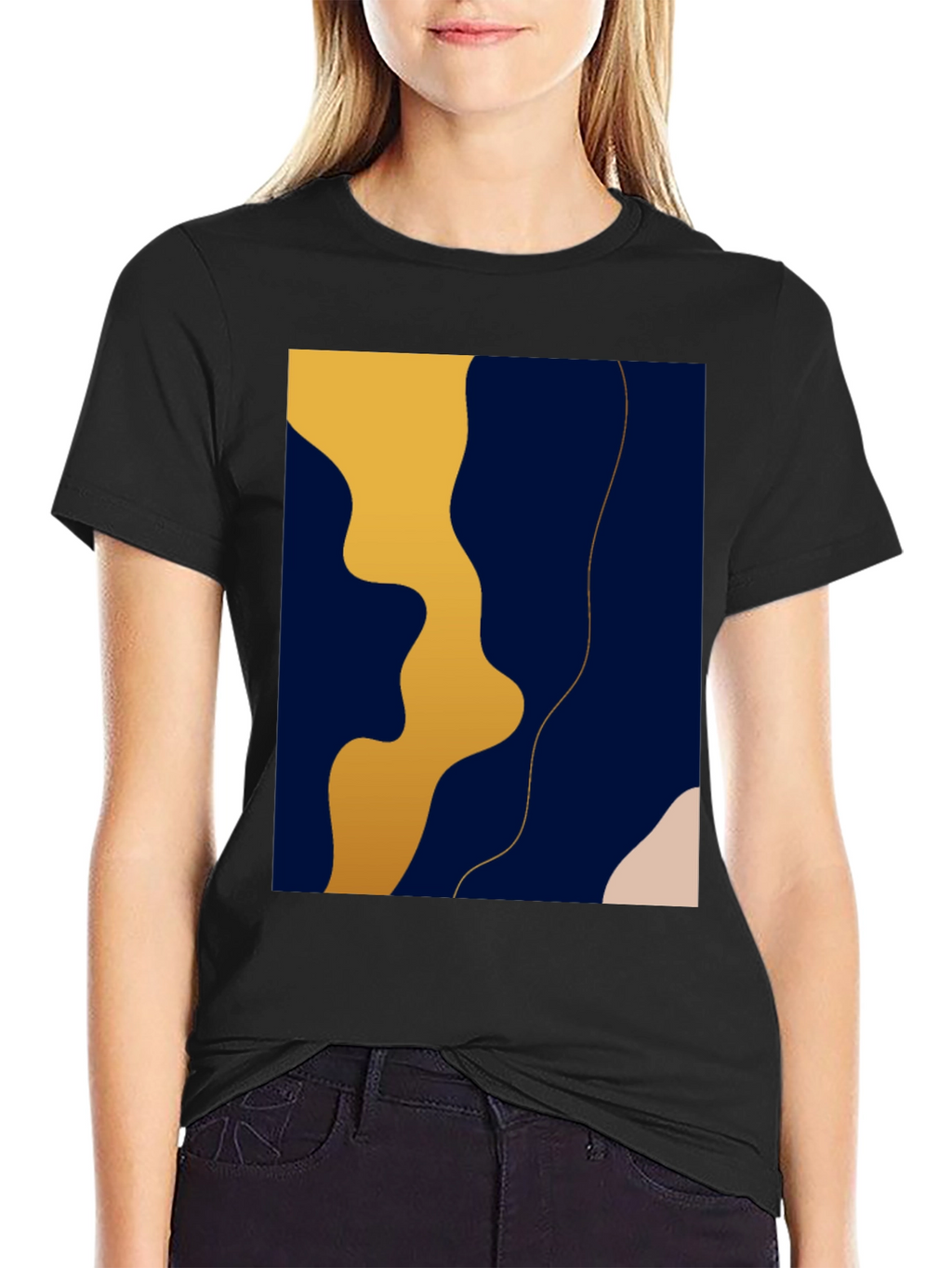 Modern Abstract Graphic Black T-Shirt