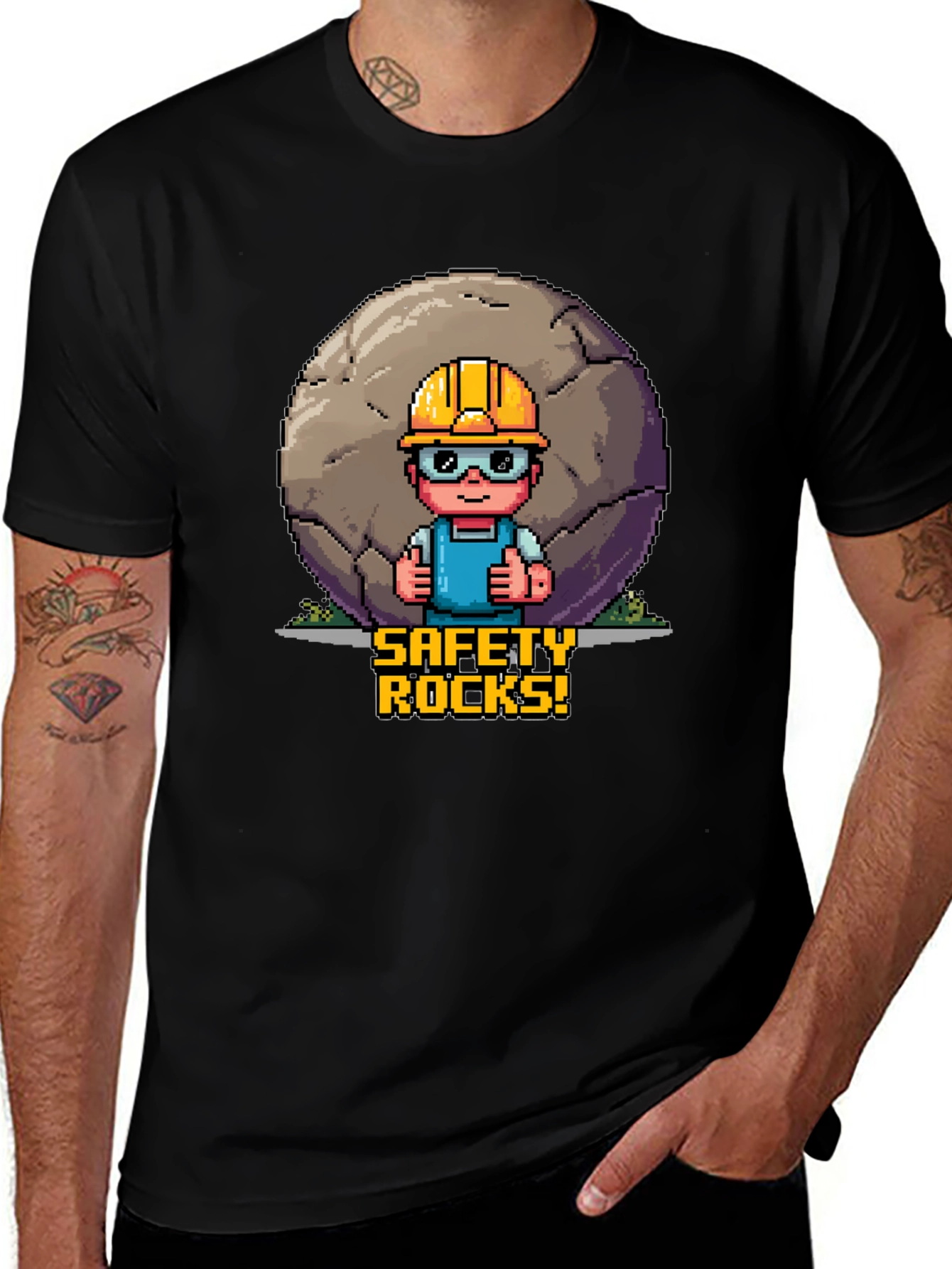 Safety Rocks T-Shirt - Pixel Art Graphic Tee