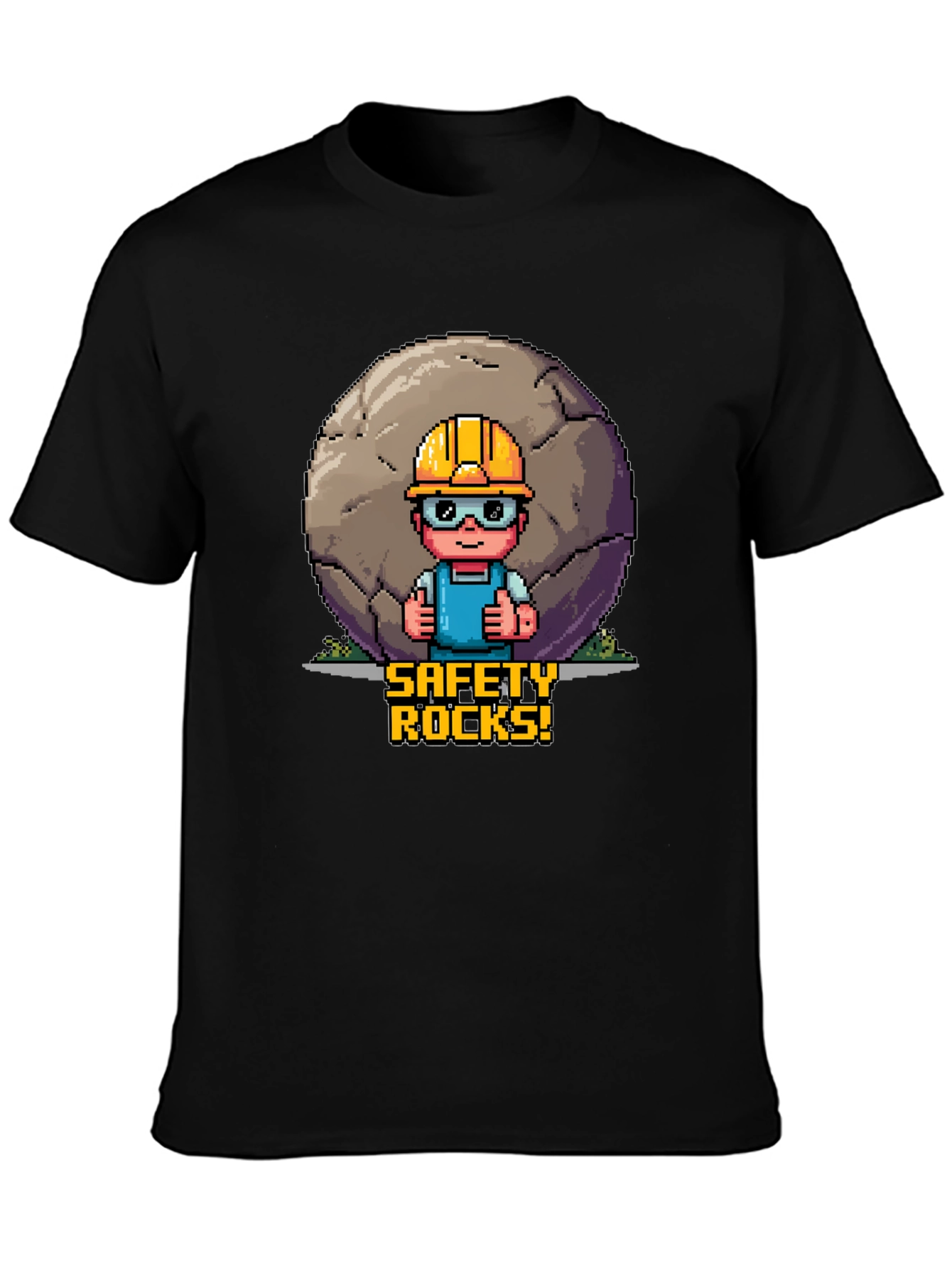 Safety Rocks T-Shirt - Pixel Art Graphic Tee