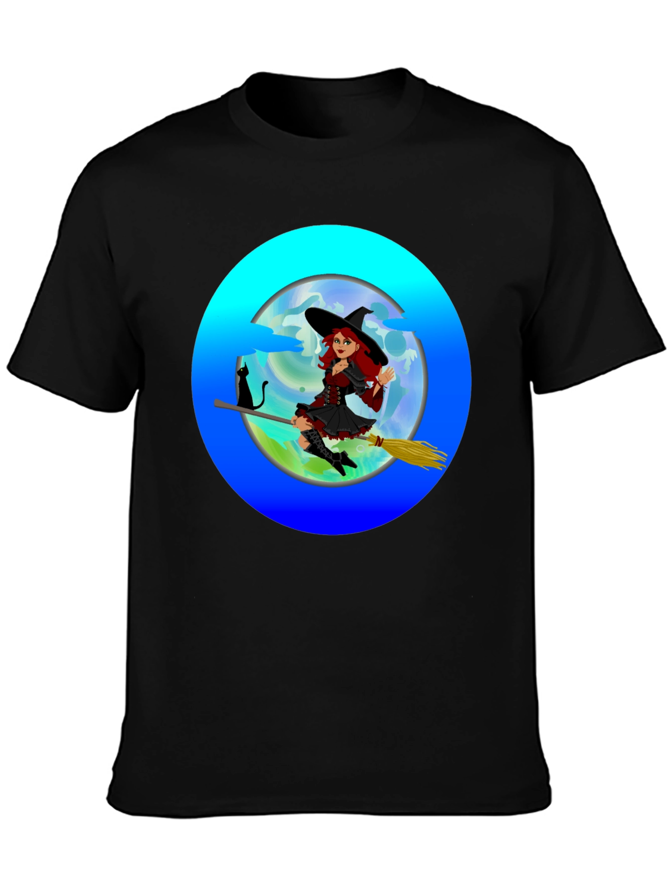 Witch on Broom T-Shirt - Spooky & Fun!