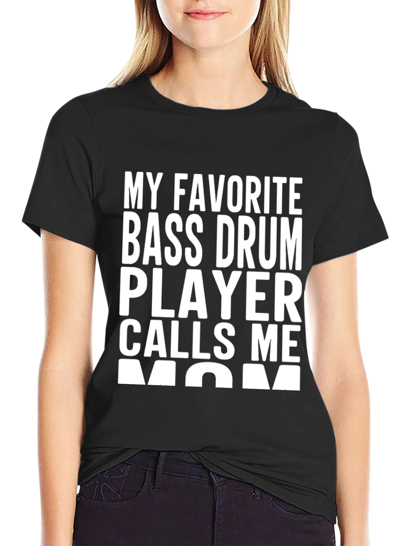 Bass Drum Player Mom T-Shirt - Black