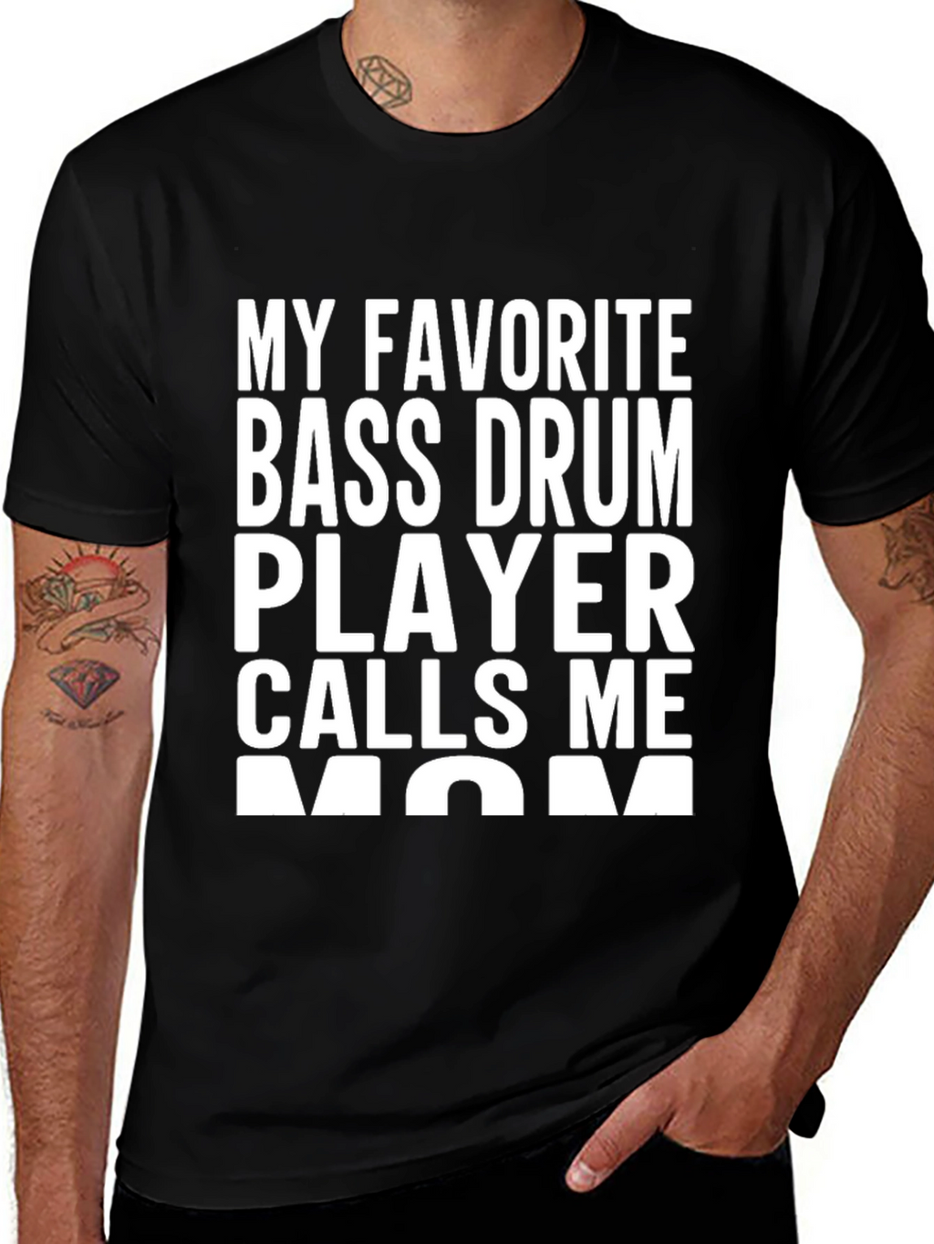 Bass Drum Player Mom T-Shirt - Black