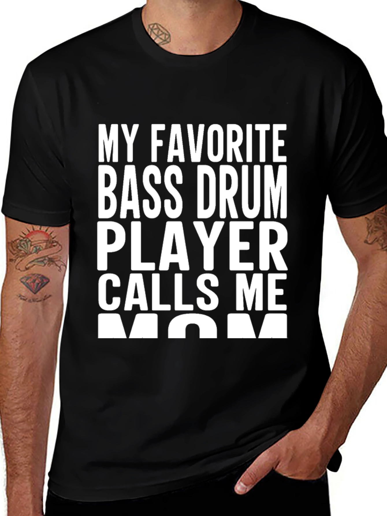 Bass Drum Player Mom T-Shirt - Black