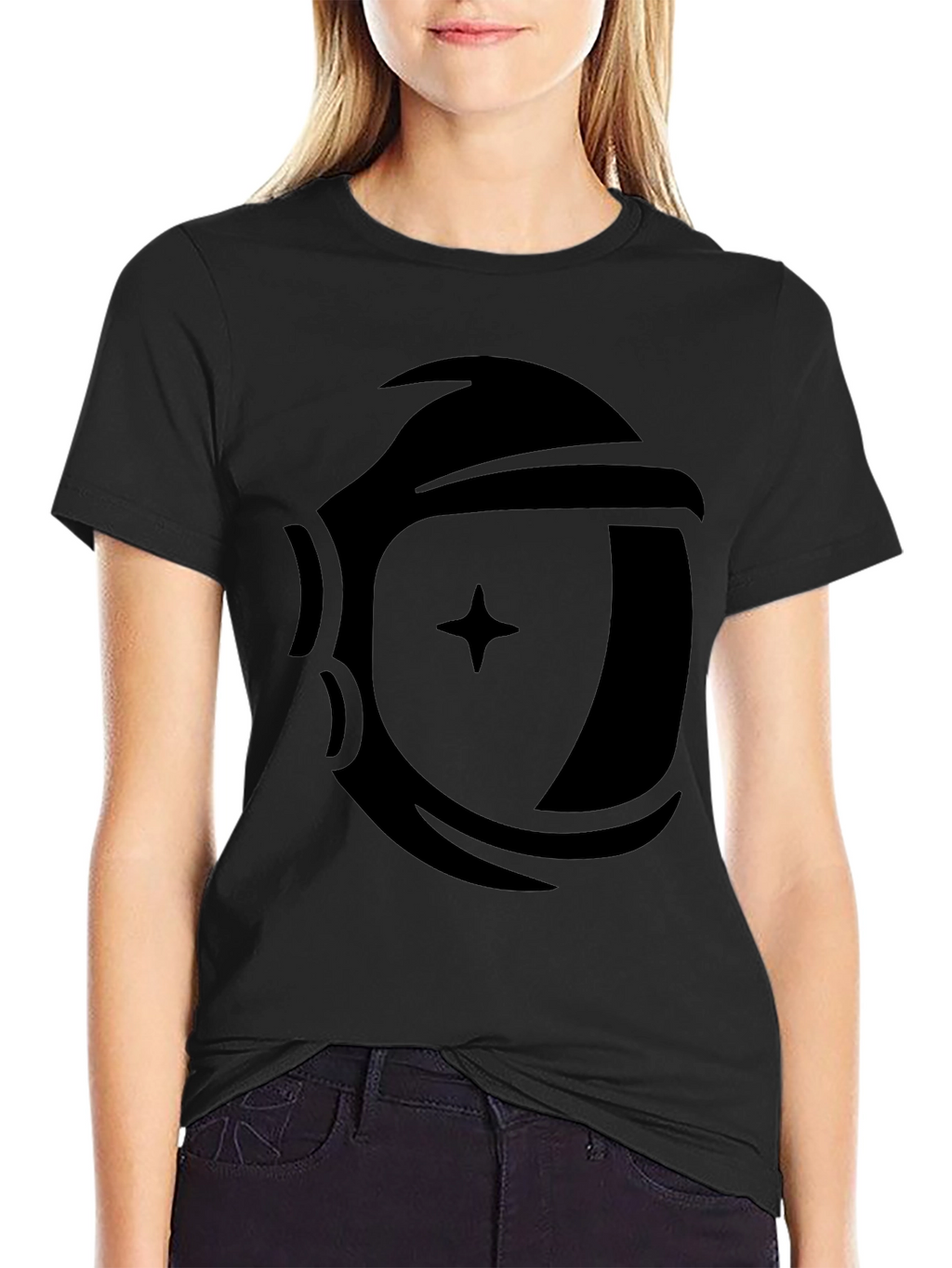 Astronaut Helmet Graphic Black T-Shirt