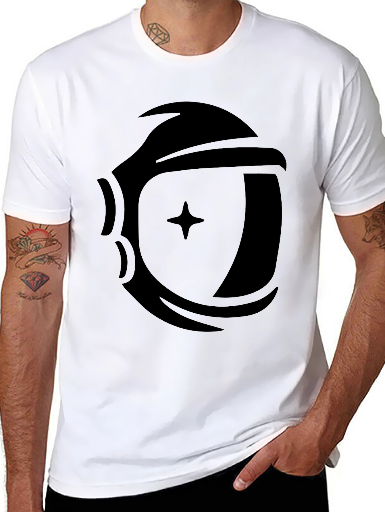 Astronaut Helmet Graphic Black T-Shirt