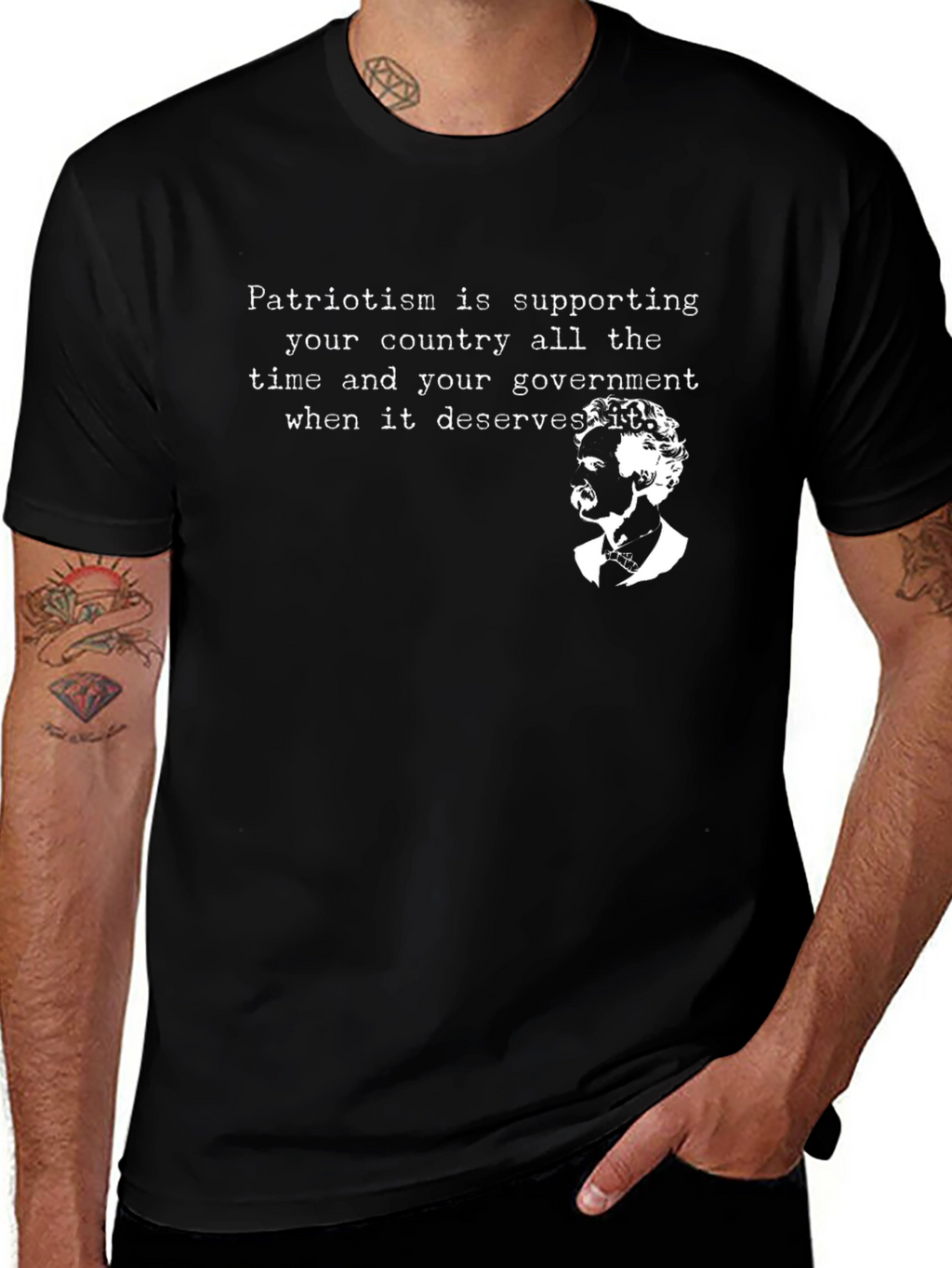 Patriotism Quote Graphic Tee - Black