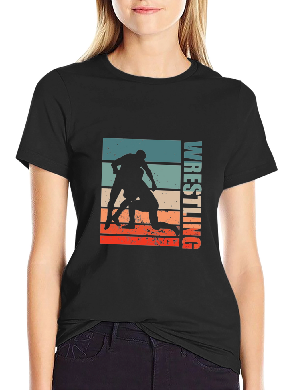 Wrestling Retro Graphic Tee - Black