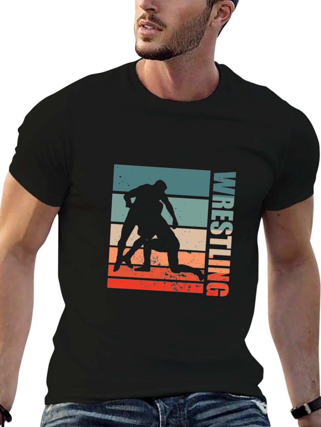 Wrestling Retro Graphic Tee - Black