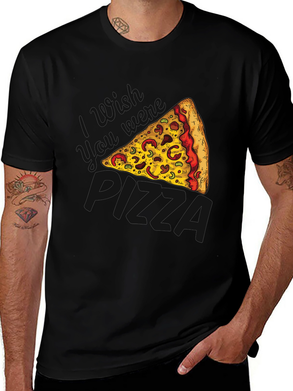 Pizza Slice Graphic Black T-Shirt