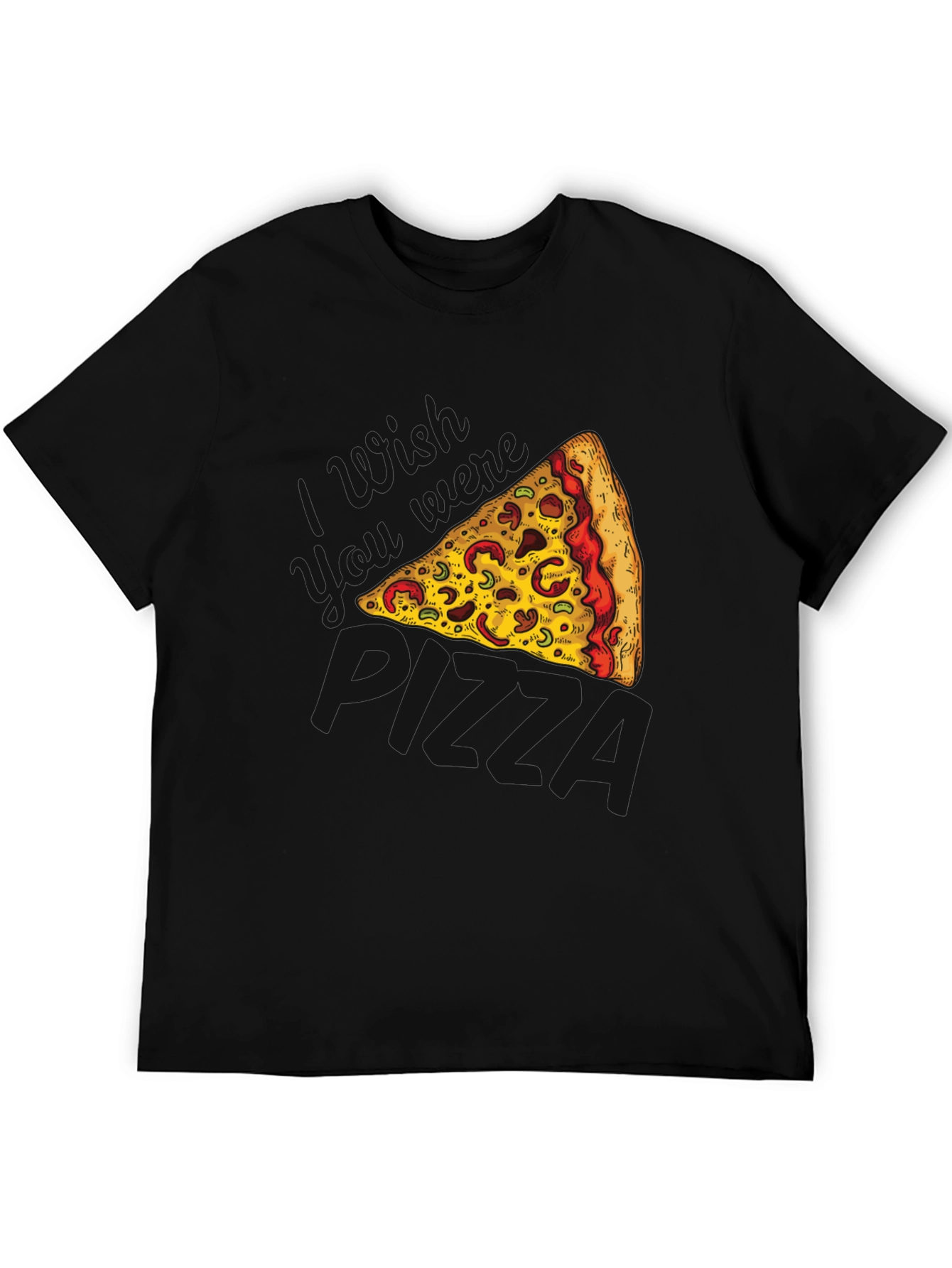 Pizza Slice Graphic Black T-Shirt