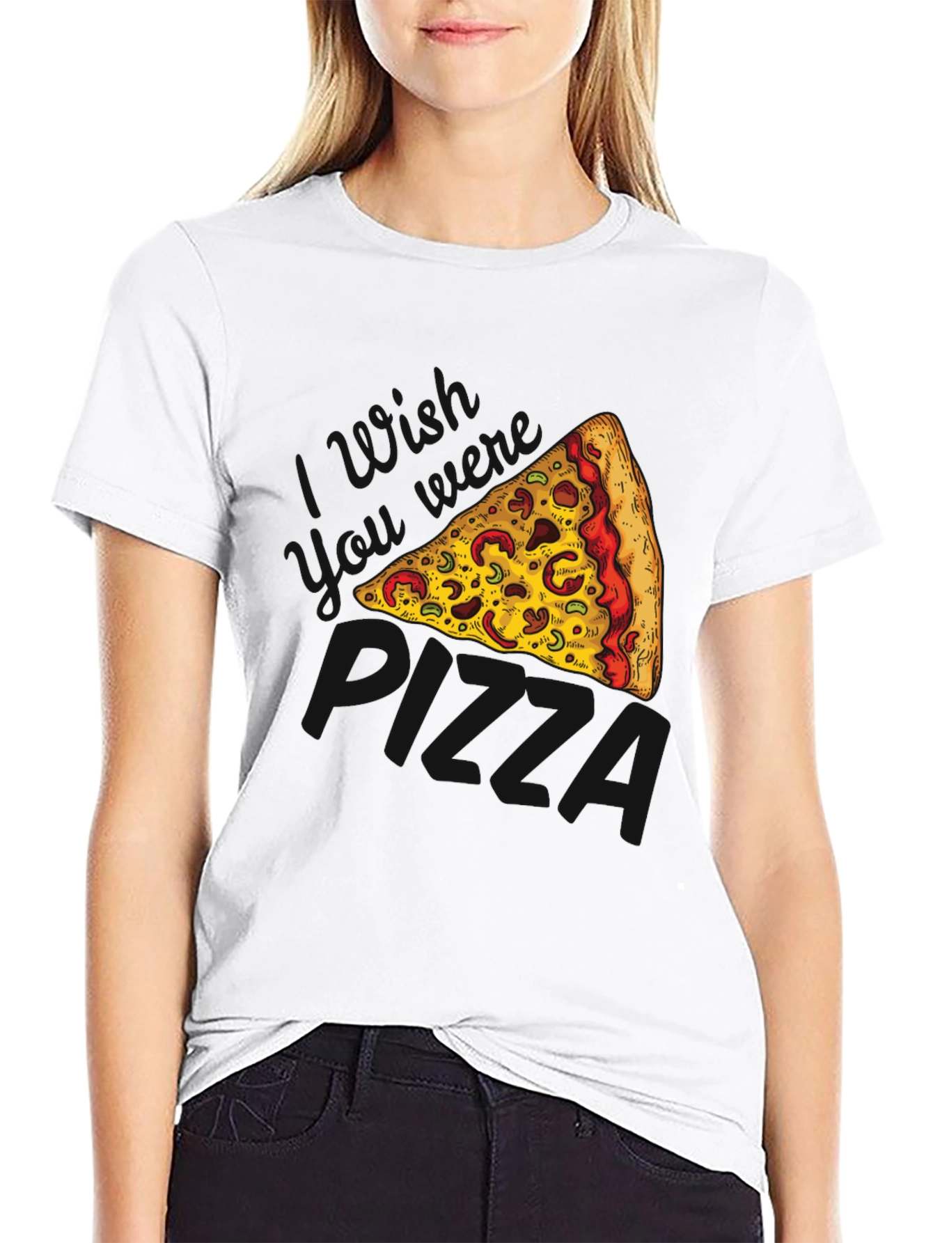 Pizza Slice Graphic Black T-Shirt