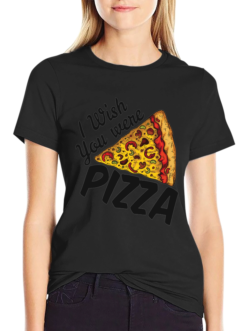 Pizza Slice Graphic Black T-Shirt