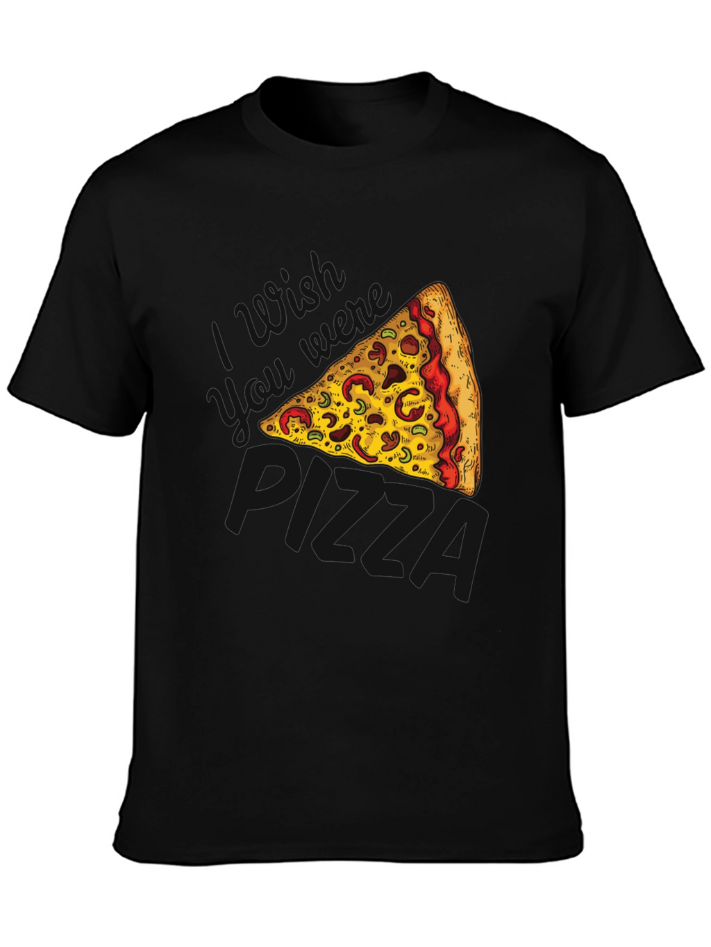 Pizza Slice Graphic Black T-Shirt