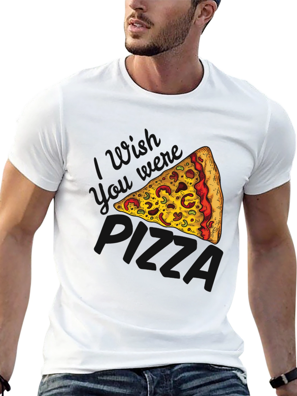 Pizza Slice Graphic Black T-Shirt