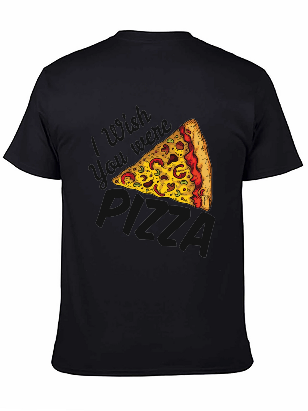 Pizza Slice Graphic Black T-Shirt