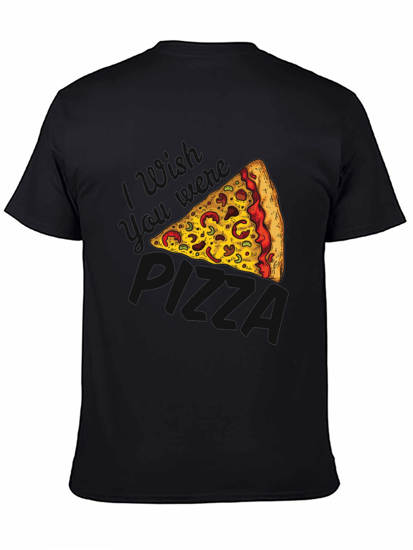 Pizza Slice Graphic Black T-Shirt