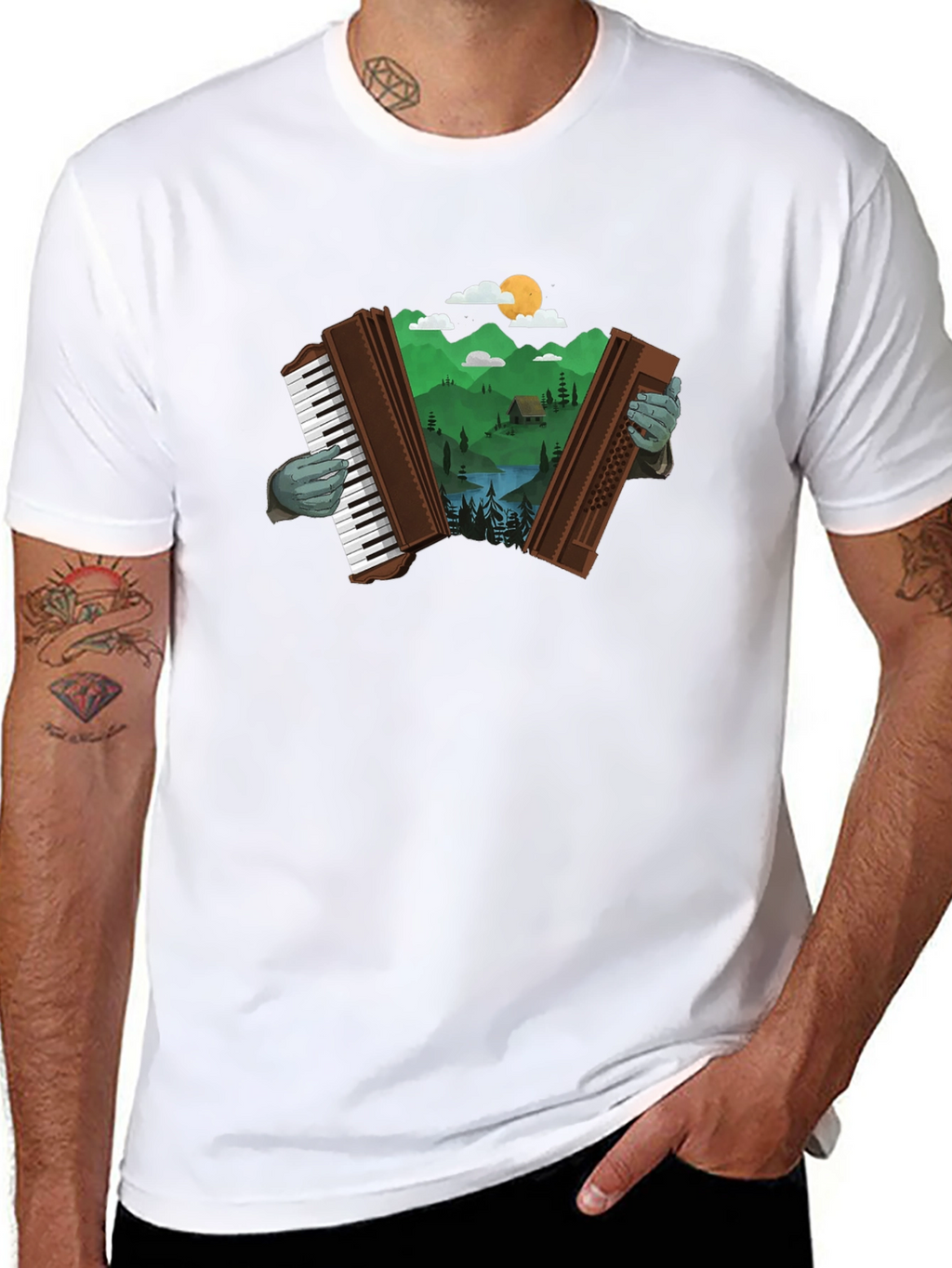 Nature Accordion Black T-Shirt