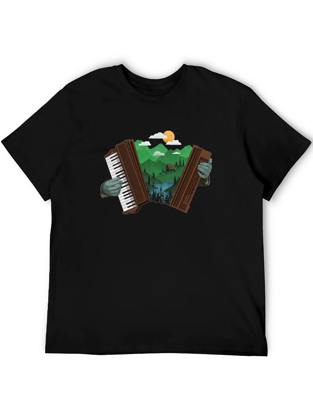 Nature Accordion Black T-Shirt