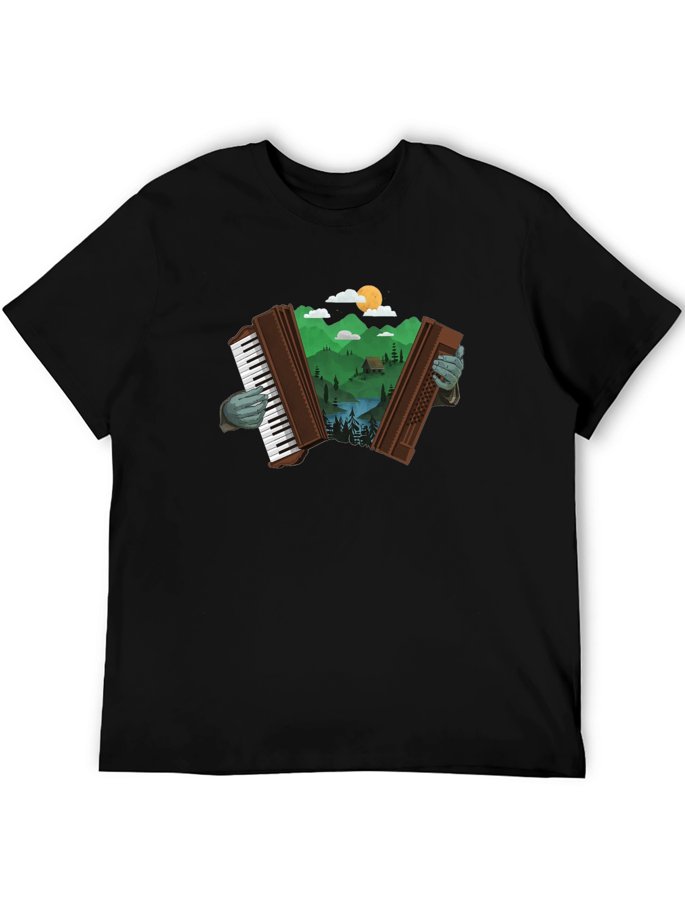 Nature Accordion Black T-Shirt