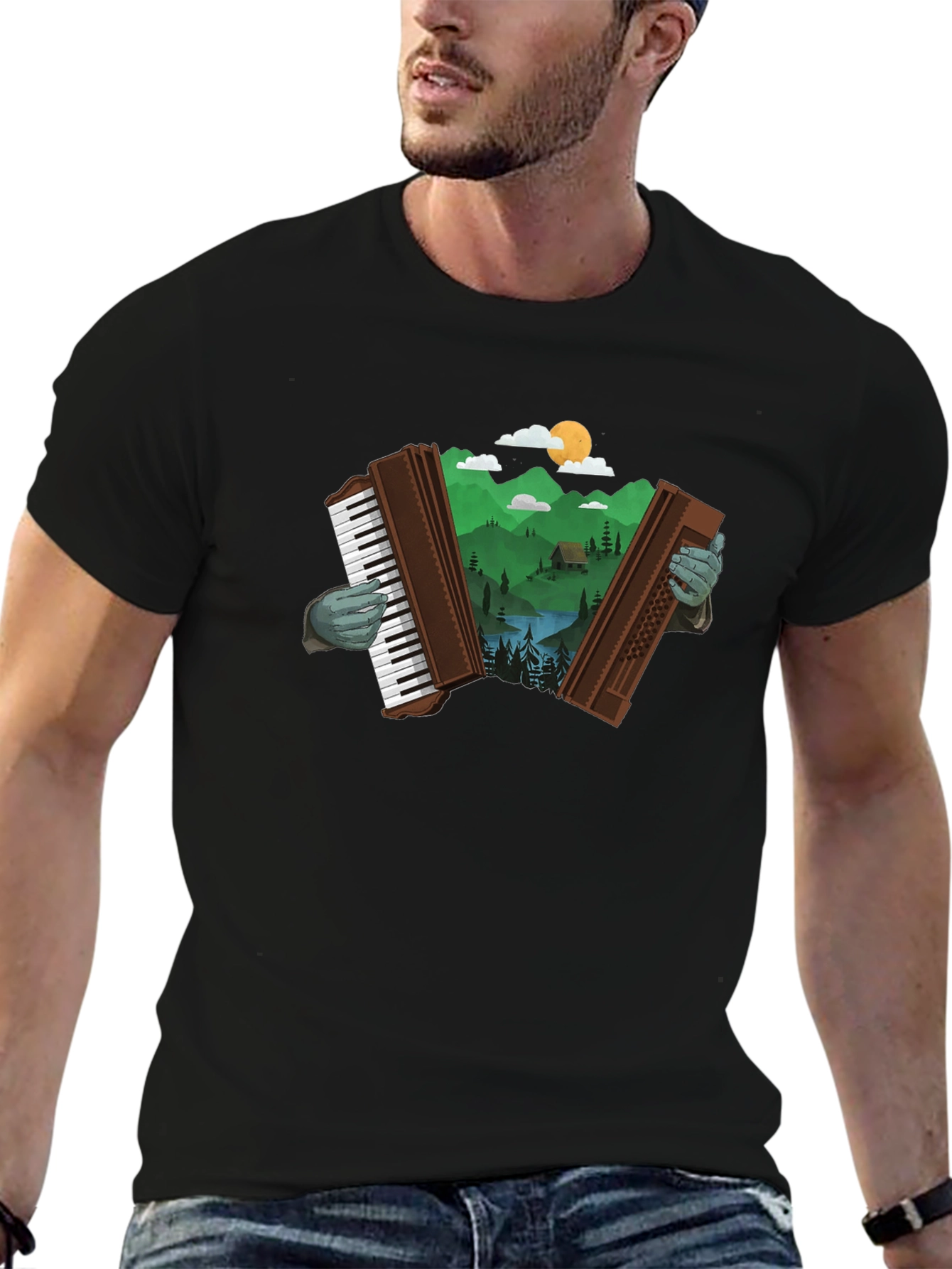 Nature Accordion Black T-Shirt