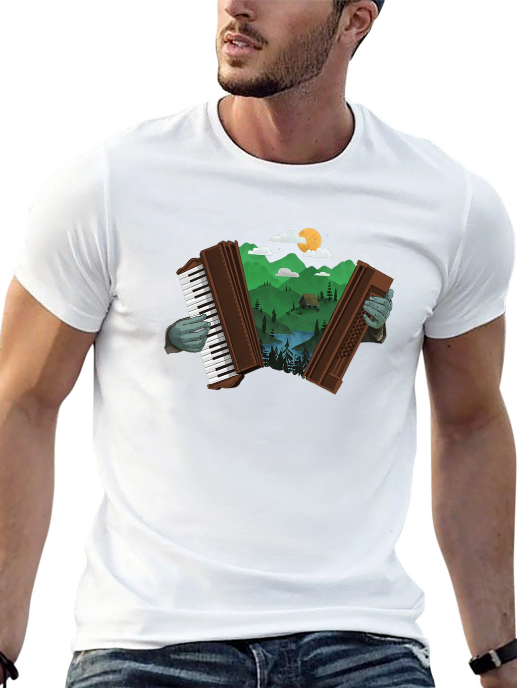 Nature Accordion Black T-Shirt