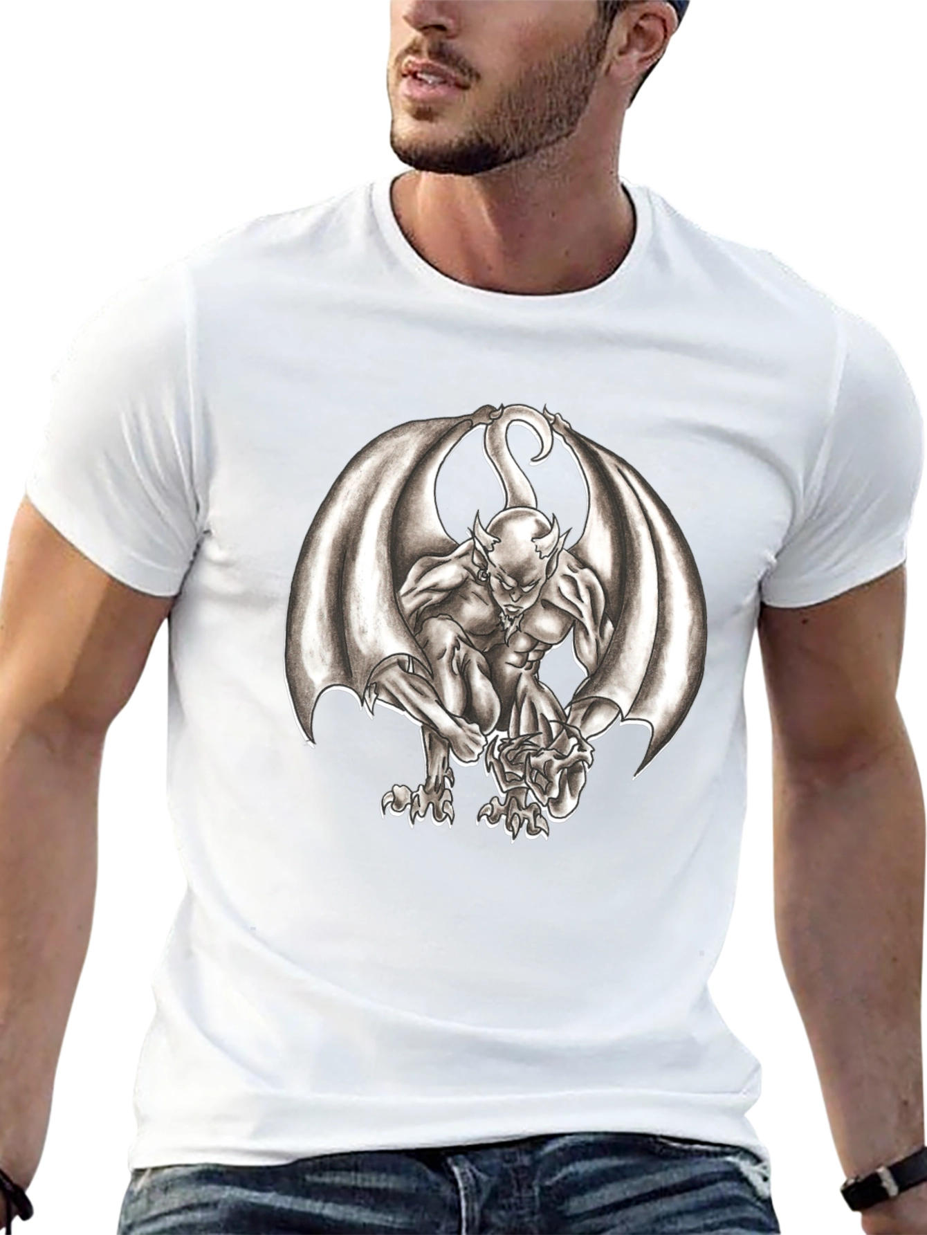Gargoyle Graphic Tee - Dark Fantasy Print