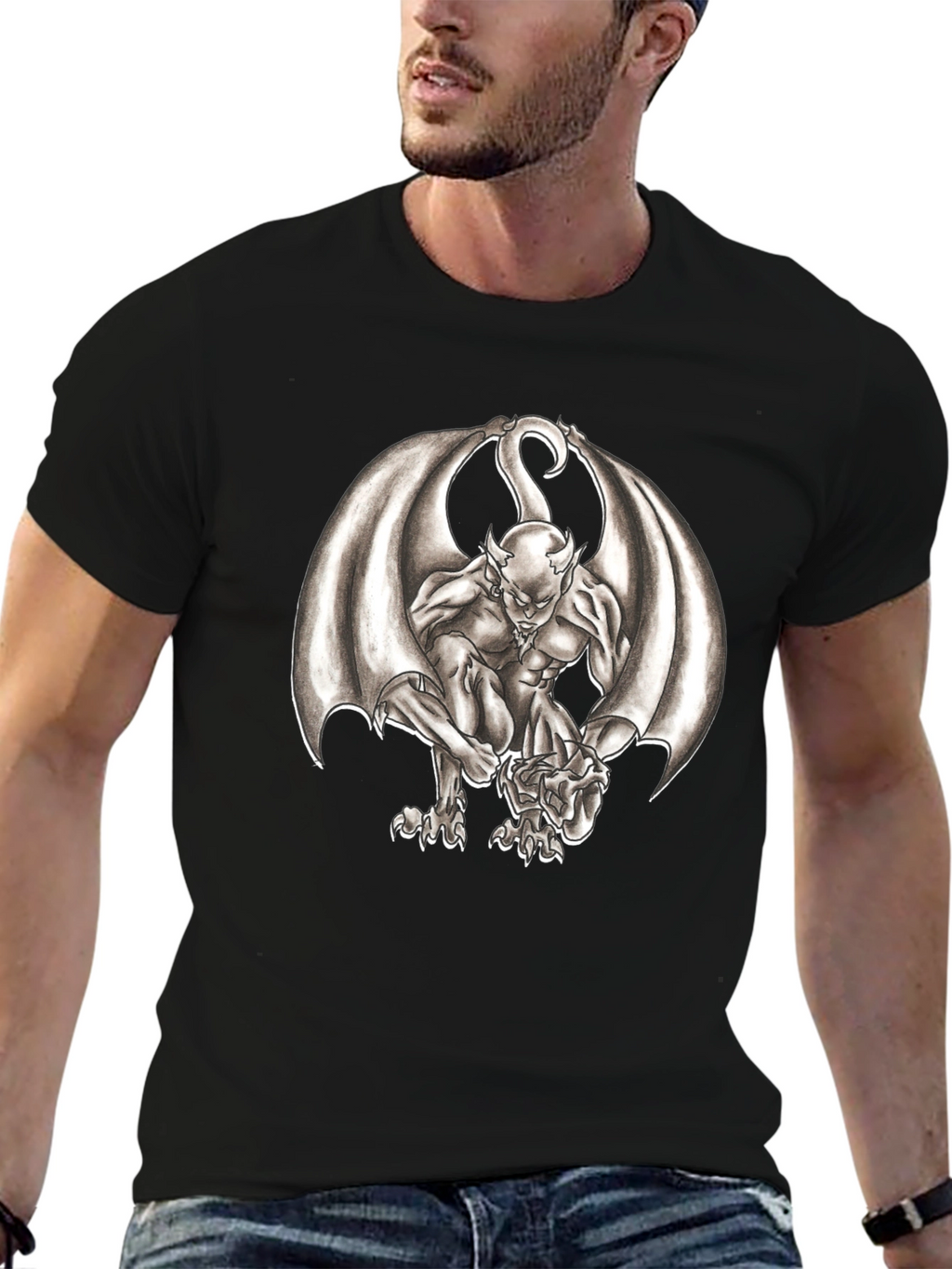 Gargoyle Graphic Tee - Dark Fantasy Print
