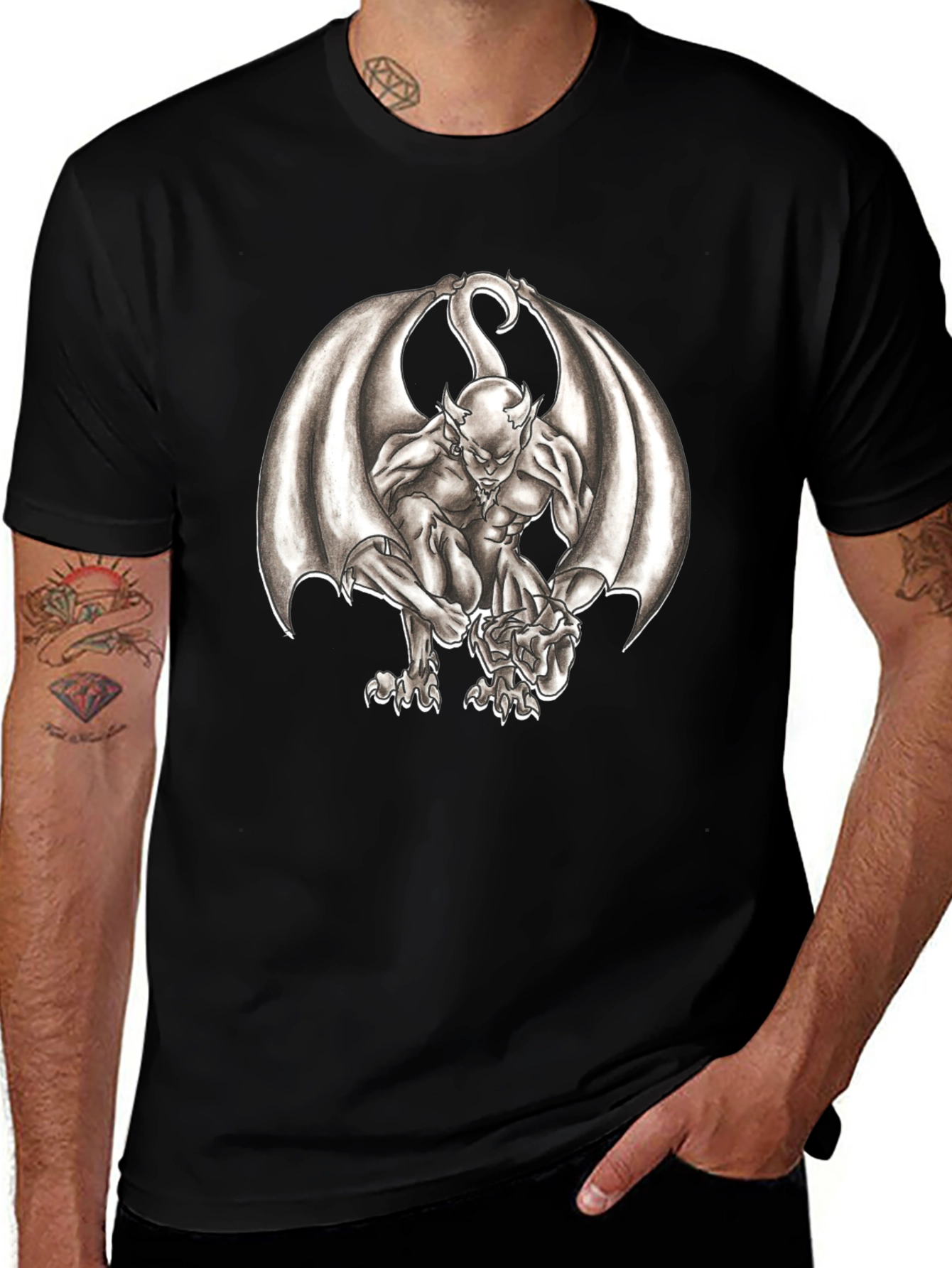 Gargoyle Graphic Tee - Dark Fantasy Print