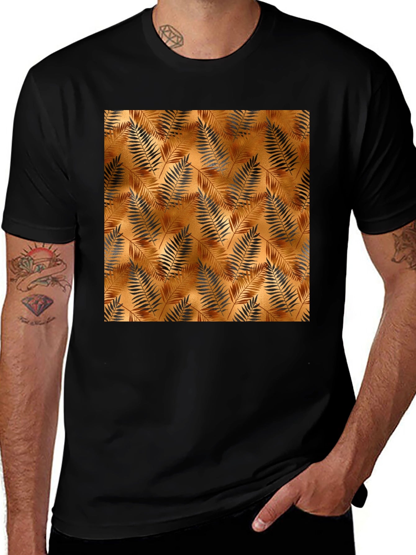 Tropical Leaf Print Mens Tee