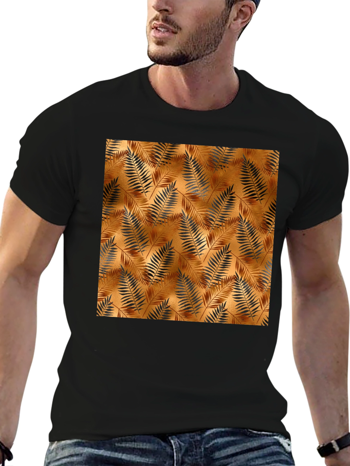Tropical Leaf Print Mens Tee