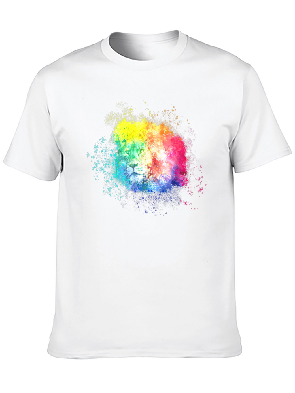 Rainbow Lion Splatter Graphic Tee - Black