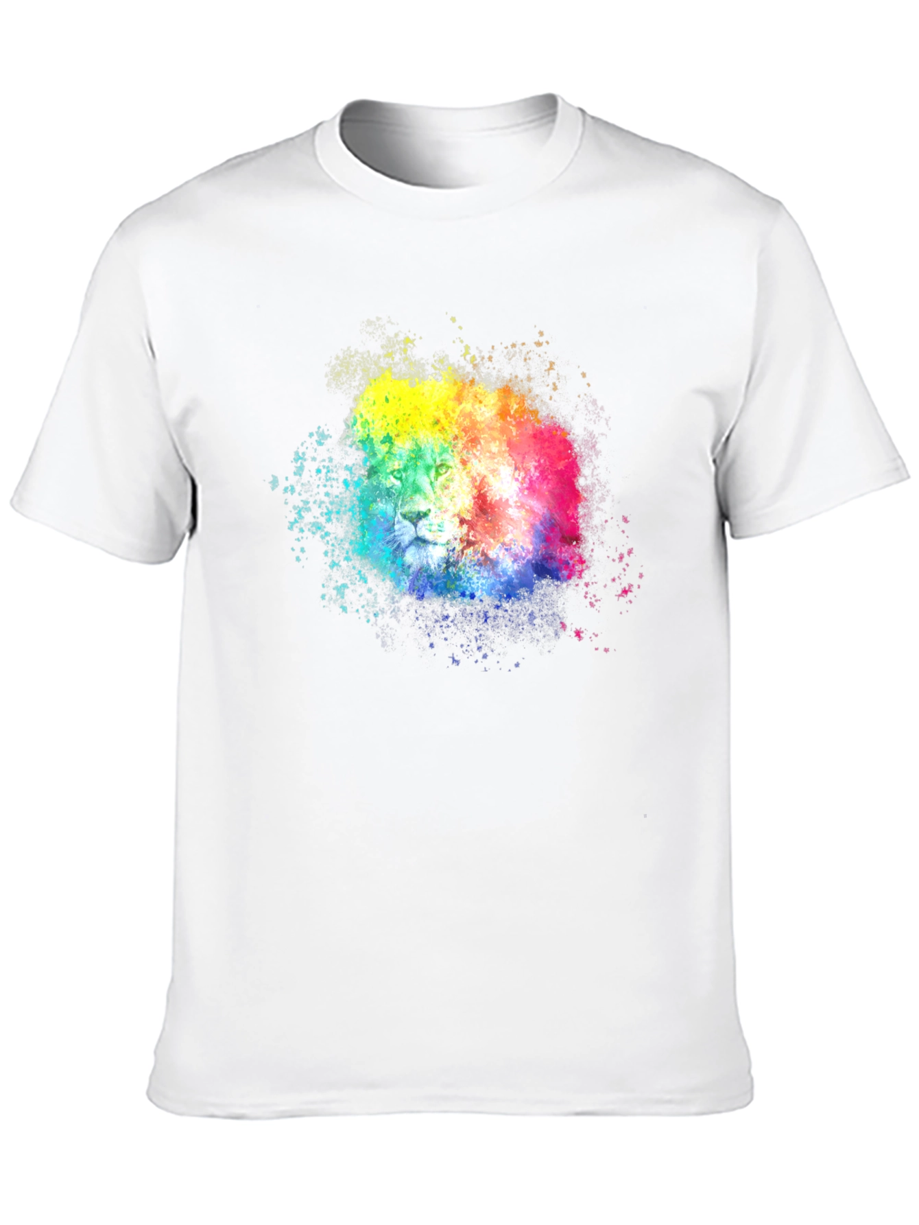 Rainbow Lion Splatter Graphic Tee - Black
