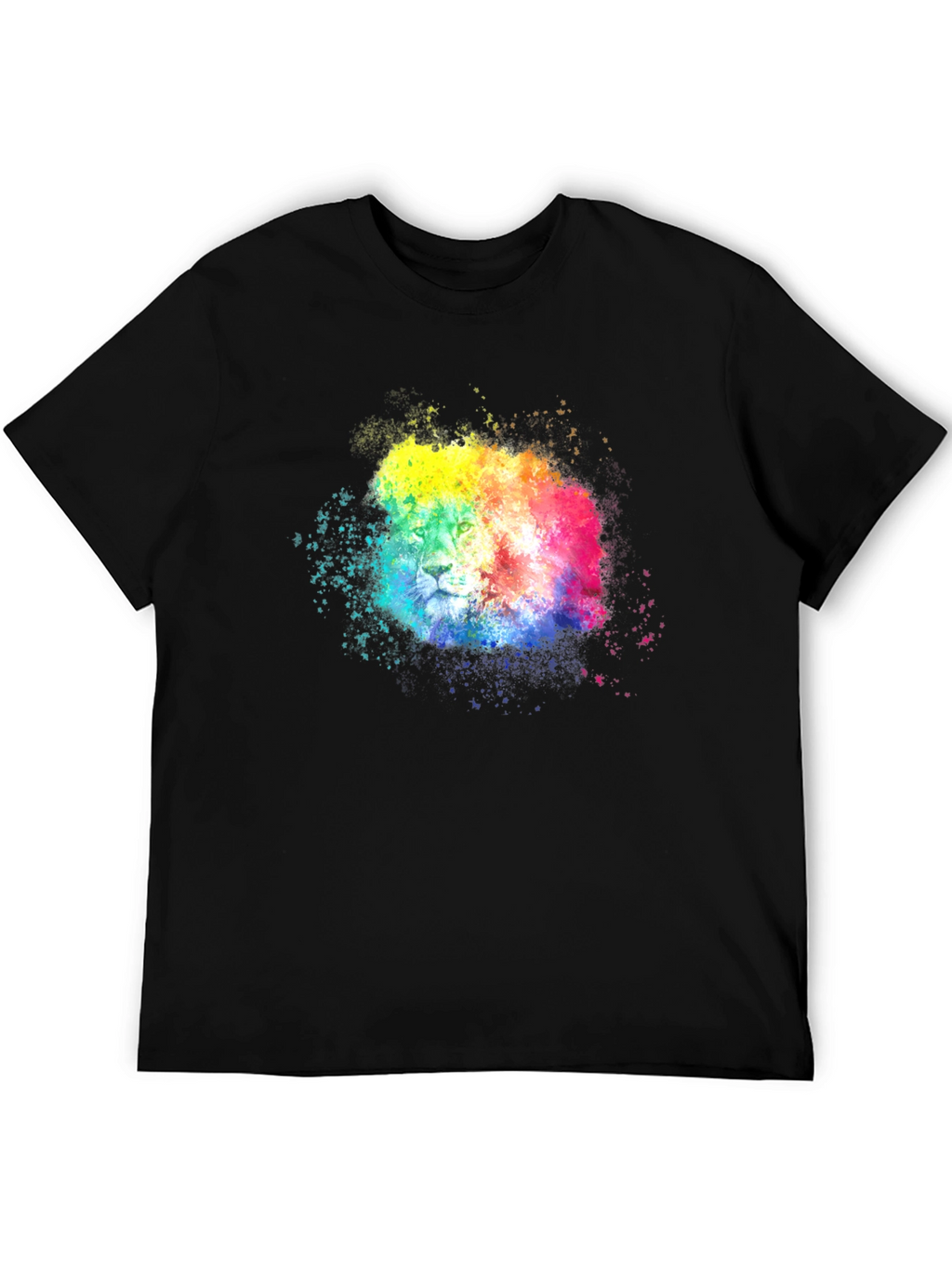 Rainbow Lion Splatter Graphic Tee - Black